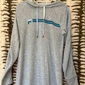 Fila Womens Dress Gray/Blue Hoodie side stripe long sleeve  Large  Pre owned